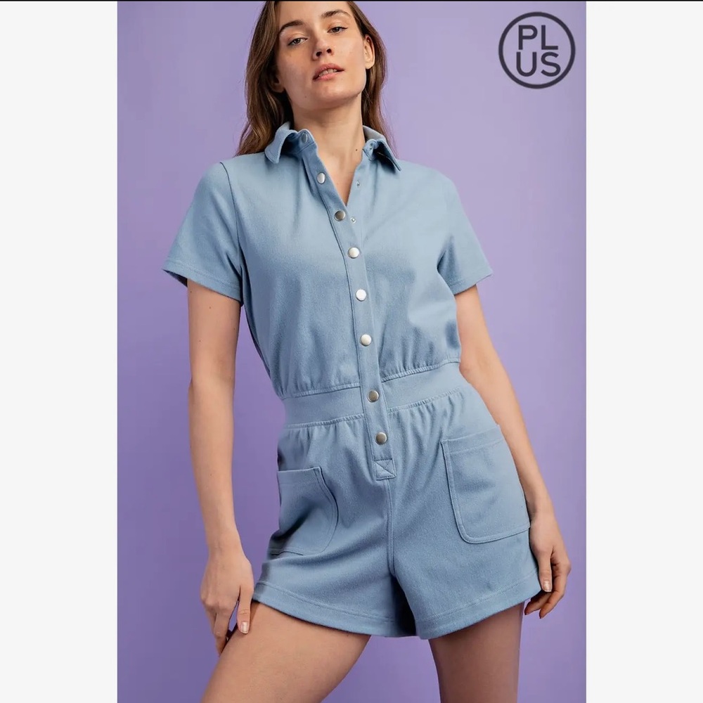 Rae Mode / dusty blue romper nwt plus sizes jp5080pl